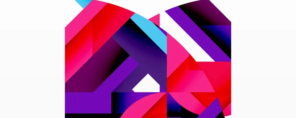 Abstract geometric artwork with interwoven angular and curved shapes, dynamic Stock Illustration