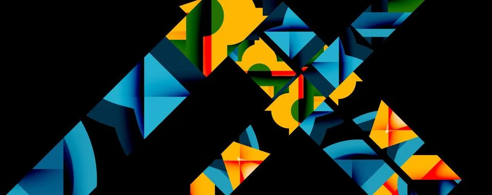 Abstract geometric artwork with interwoven angular and curved shapes, dynamic イラスト素材