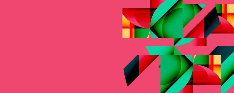 Abstract geometric artwork with interwoven angular and curved shapes, dynamic Stock Illustration