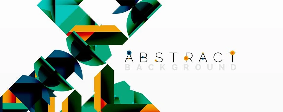 Abstract geometric artwork with interwoven angular and curved shapes, dynamic Stock Illustration