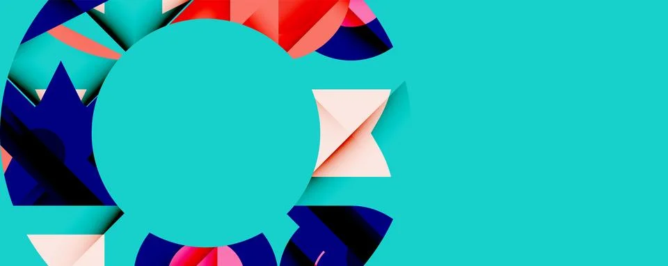 Abstract geometric artwork with interwoven angular and curved shapes, dynamic Illustrazione stock