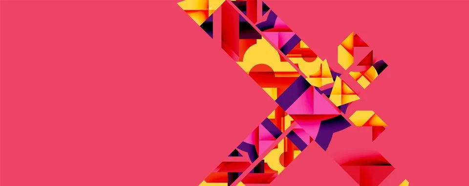 Abstract geometric artwork with interwoven angular and curved shapes, dynamic Stockillustratie