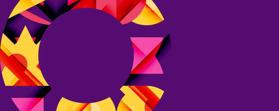 Abstract geometric artwork with interwoven angular and curved shapes, dynamic Ilustração Stock