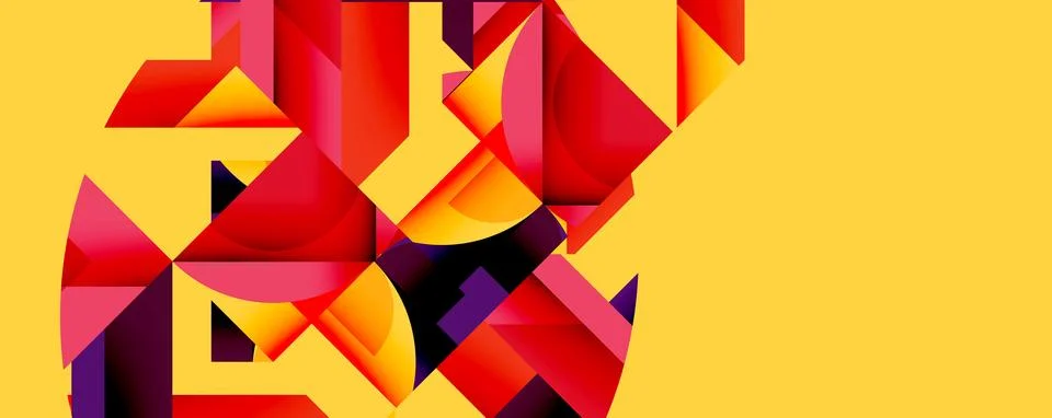 Abstract geometric artwork with interwoven angular and curved shapes, dynamic Ilustração Stock