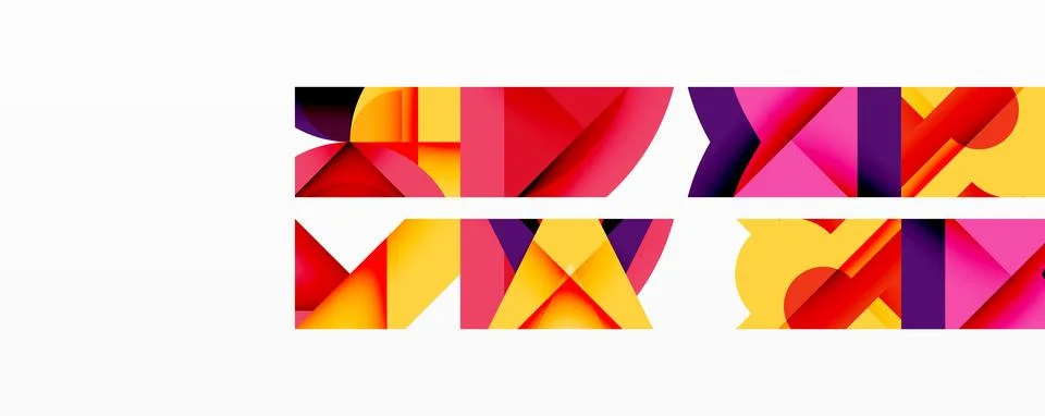Abstract geometric artwork with interwoven angular and curved shapes, dynamic Ilustração Stock