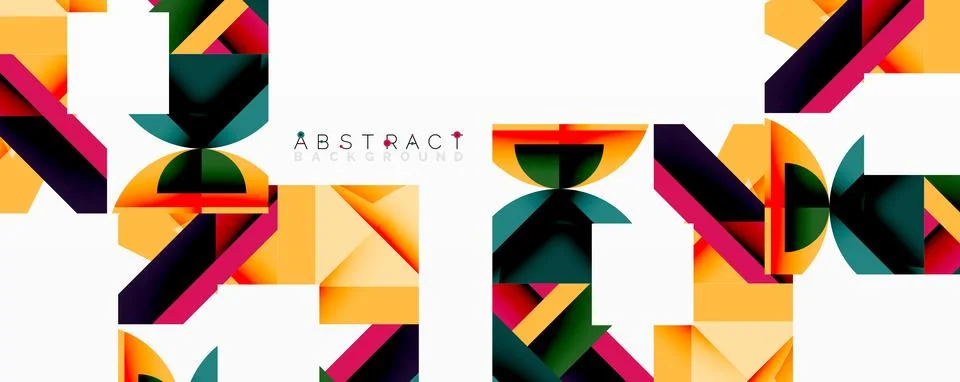 Abstract geometric artwork with interwoven angular and curved shapes, dynamic Stock Illustration