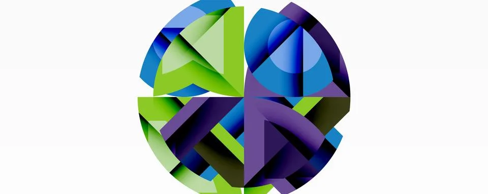 Abstract geometric artwork with interwoven angular and curved shapes, dynamic イラスト素材