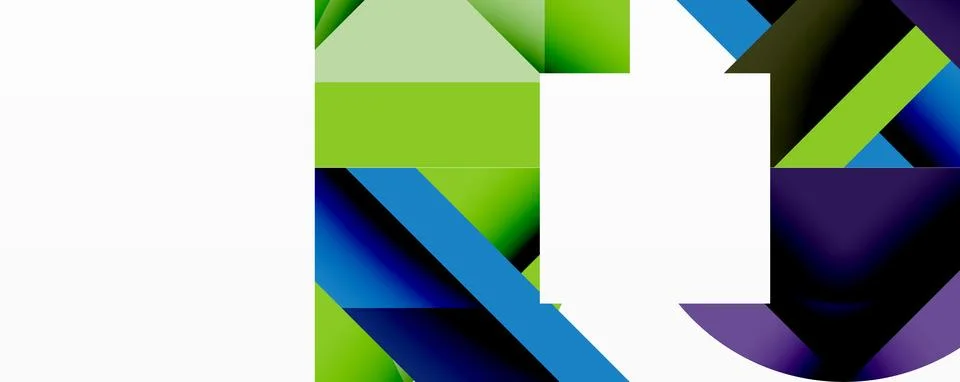 Abstract geometric artwork with interwoven angular and curved shapes, dynamic Stock Illustration