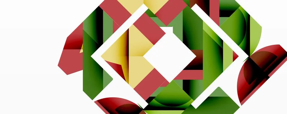 Abstract geometric artwork with interwoven angular and curved shapes, dynamic Stockillustratie