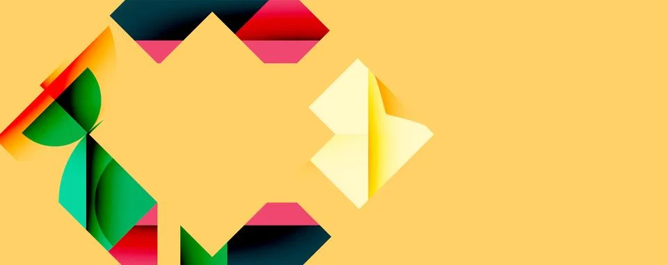 Abstract geometric artwork with interwoven angular and curved shapes, dynamic Illustrazione stock