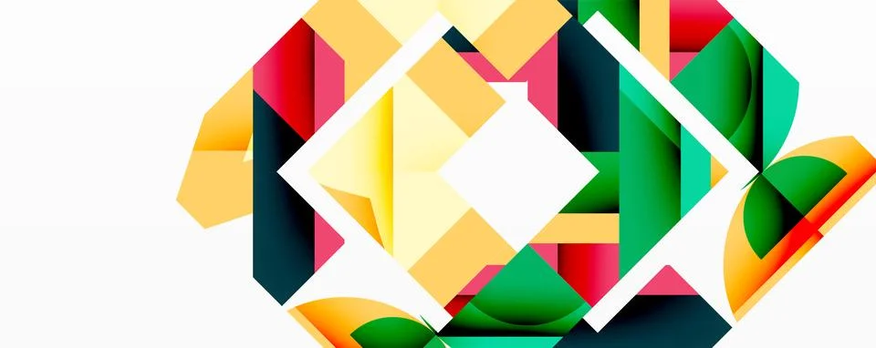 Abstract geometric artwork with interwoven angular and curved shapes, dynamic Illustrazione stock