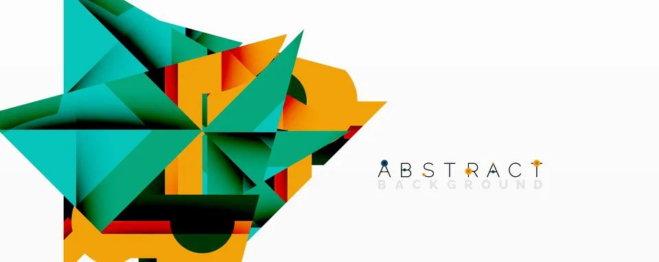 Abstract geometric artwork with interwoven angular and curved shapes, dynamic Stockillustratie