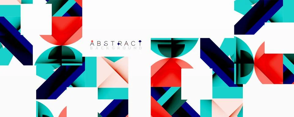 Abstract geometric artwork with interwoven angular and curved shapes, dynamic Stock Illustration