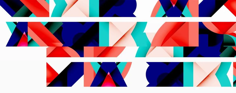 Abstract geometric artwork with interwoven angular and curved shapes, dynamic Illustrazione stock