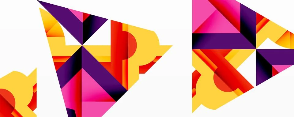 Abstract geometric artwork with interwoven angular and curved shapes, dynamic Stock Illustration