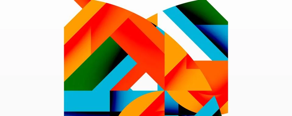 Abstract geometric artwork with interwoven angular and curved shapes, dynamic Stockillustratie