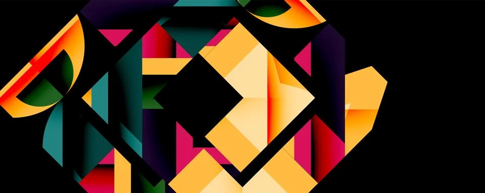 Abstract geometric artwork with interwoven angular and curved shapes, dynamic イラスト素材