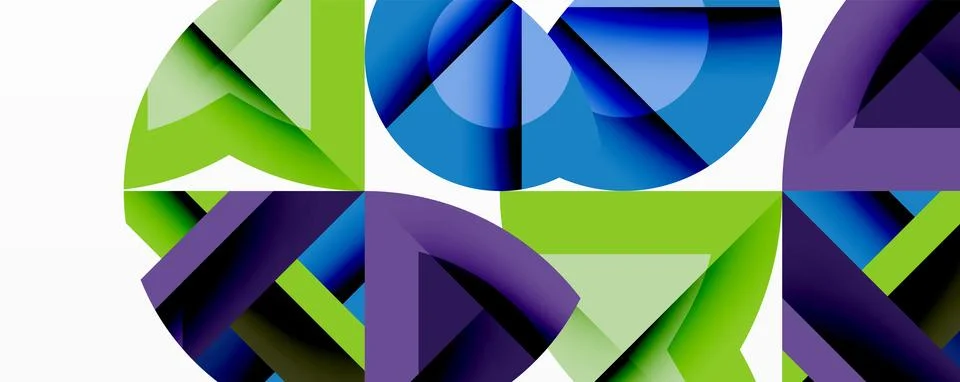 Abstract geometric artwork with interwoven angular and curved shapes, dynamic Stockillustratie