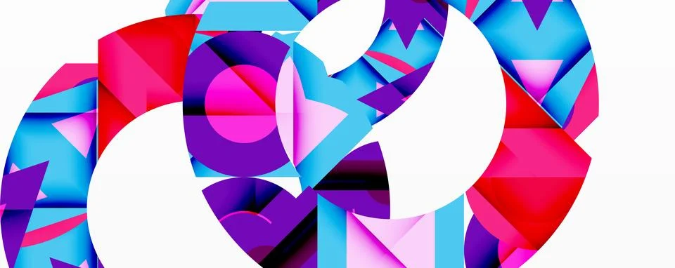 Abstract geometric artwork with interwoven angular and curved shapes, dynamic Stockillustratie