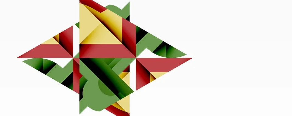 Abstract geometric artwork with interwoven angular and curved shapes, dynamic Stockillustratie