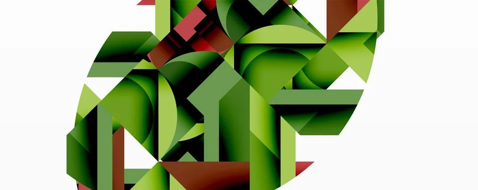 Abstract geometric artwork with interwoven angular and curved shapes, dynamic Ilustração Stock