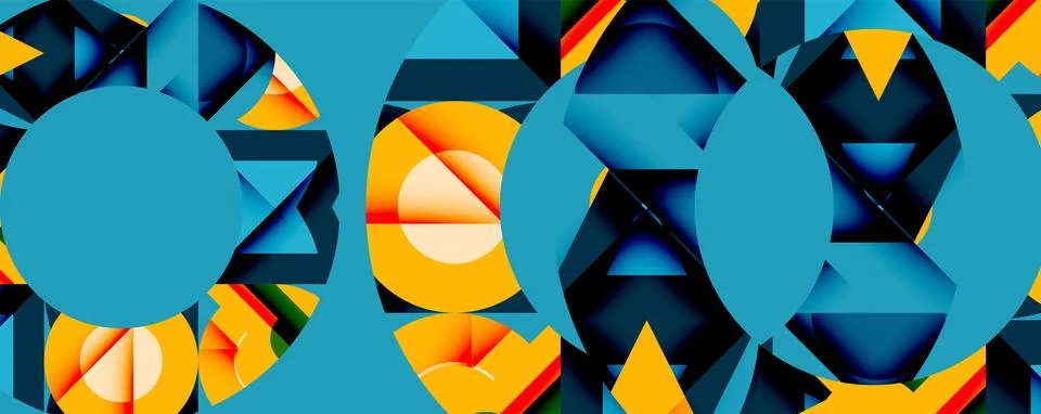 Abstract geometric artwork with interwoven angular and curved shapes, dynamic Stockillustratie