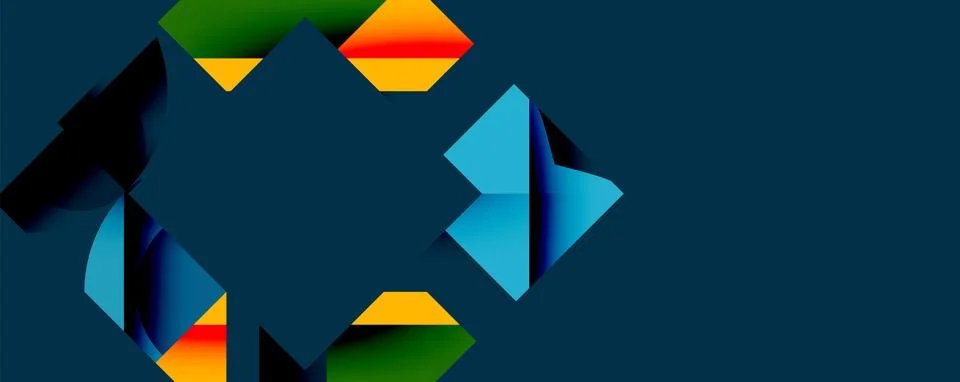 Abstract geometric artwork with interwoven angular and curved shapes, dynamic Illustrazione stock