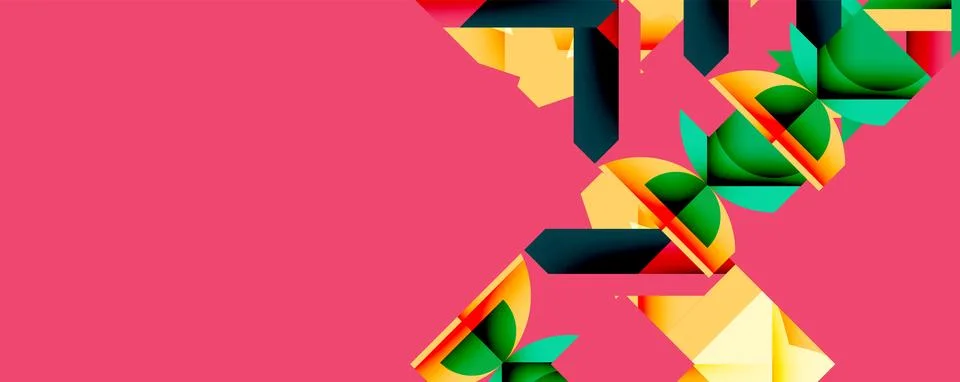 Abstract geometric artwork with interwoven angular and curved shapes, dynamic Stock Illustration
