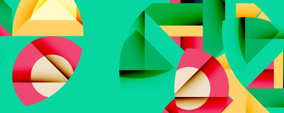 Abstract geometric artwork with interwoven angular and curved shapes, dynamic Stock Illustration