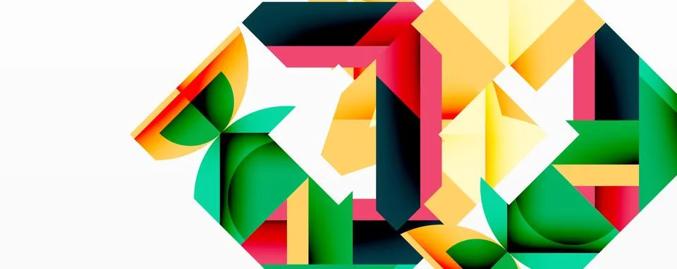 Abstract geometric artwork with interwoven angular and curved shapes, dynamic イラスト素材