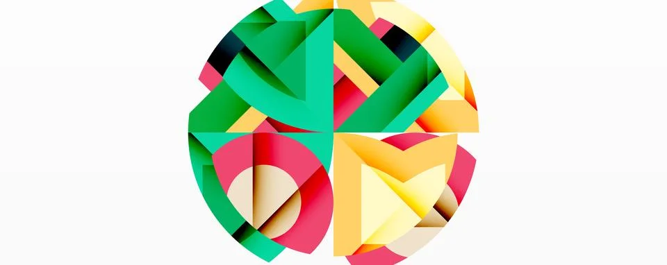 Abstract geometric artwork with interwoven angular and curved shapes, dynamic イラスト素材