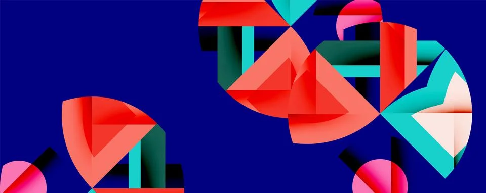 Abstract geometric artwork with interwoven angular and curved shapes, dynamic Stock Illustration