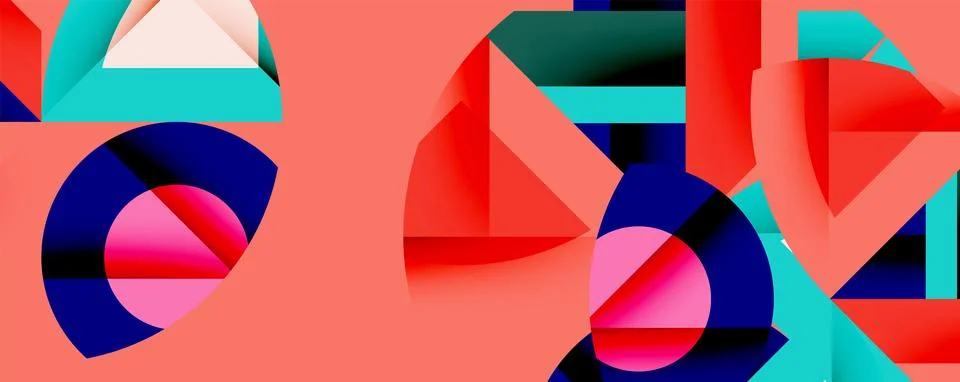 Abstract geometric artwork with interwoven angular and curved shapes, dynamic Stock Illustration