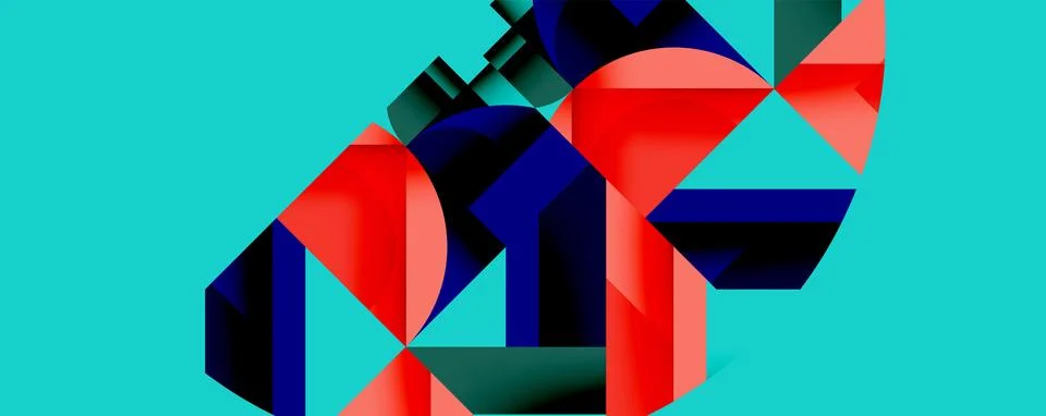 Abstract geometric artwork with interwoven angular and curved shapes, dynamic Illustrazione stock