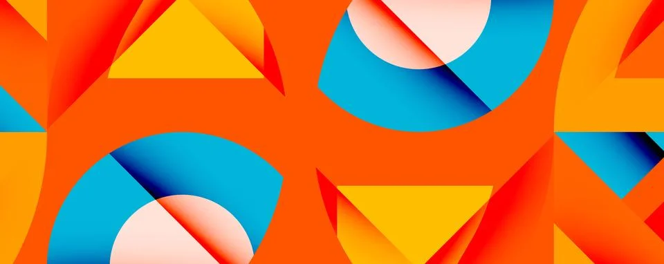 Abstract geometric artwork with interwoven angular and curved shapes, dynamic Stock Illustration