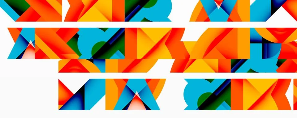 Abstract geometric artwork with interwoven angular and curved shapes, dynamic Stock Illustration