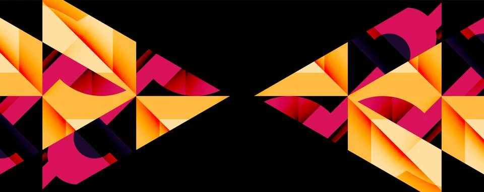 Abstract geometric artwork with interwoven angular and curved shapes, dynamic Stockillustratie