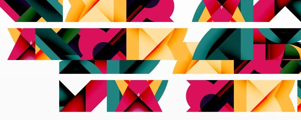 Abstract geometric artwork with interwoven angular and curved shapes, dynamic Illustrazione stock