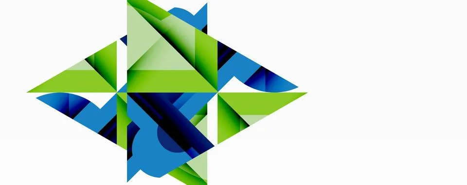 Abstract geometric artwork with interwoven angular and curved shapes, dynamic Stock Illustration