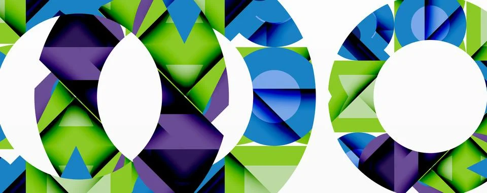 Abstract geometric artwork with interwoven angular and curved shapes, dynamic Stock Illustration