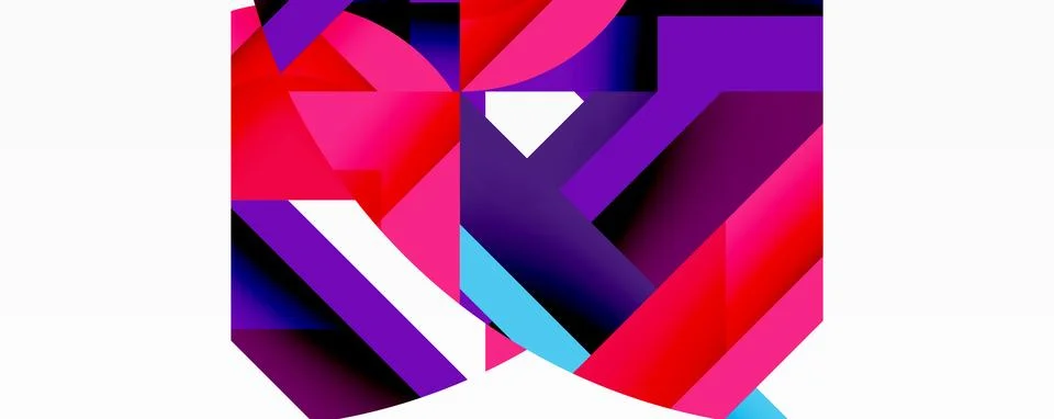 Abstract geometric artwork with interwoven angular and curved shapes, dynamic Stock Illustration