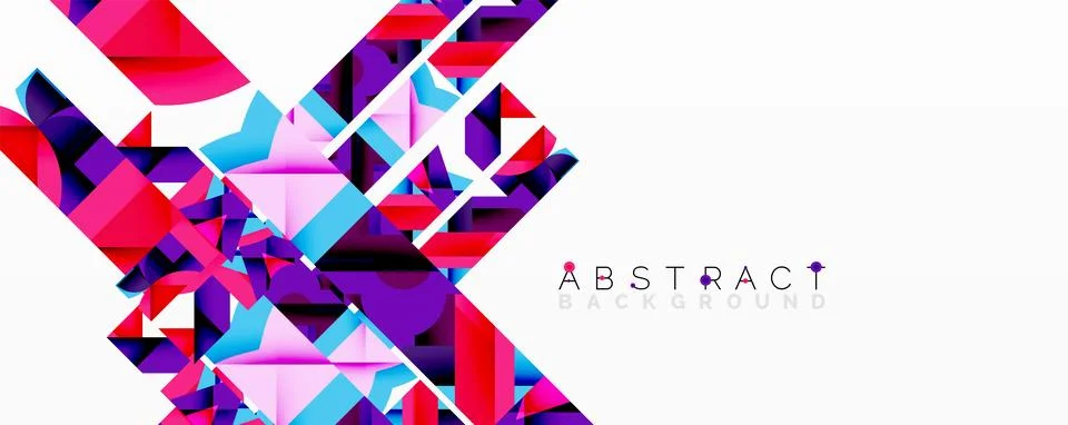 Abstract geometric artwork with interwoven angular and curved shapes, dynamic Stock Illustration
