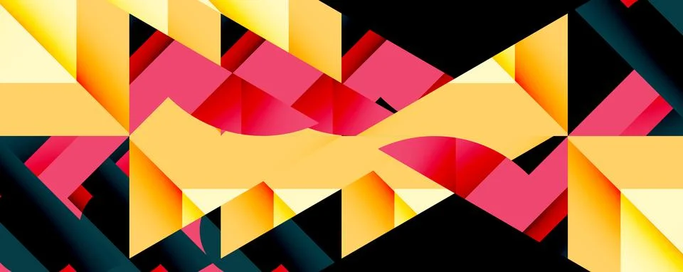Abstract geometric artwork with interwoven angular and curved shapes, dynamic Ilustração Stock