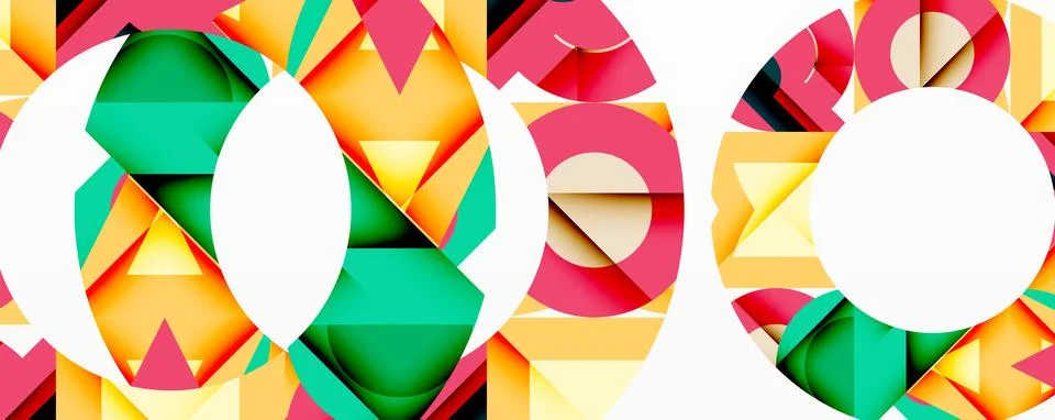 Abstract geometric artwork with interwoven angular and curved shapes, dynamic Stockillustratie