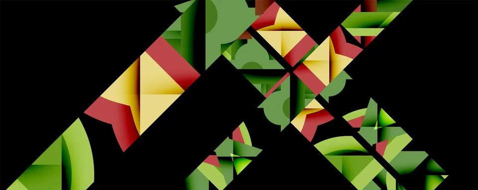 Abstract geometric artwork with interwoven angular and curved shapes, dynamic Ilustração Stock