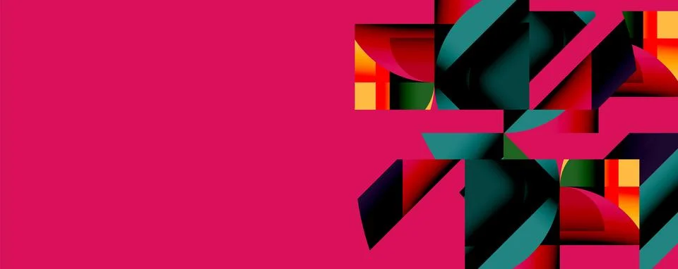 Abstract geometric artwork with interwoven angular and curved shapes, dynamic Stock Illustration