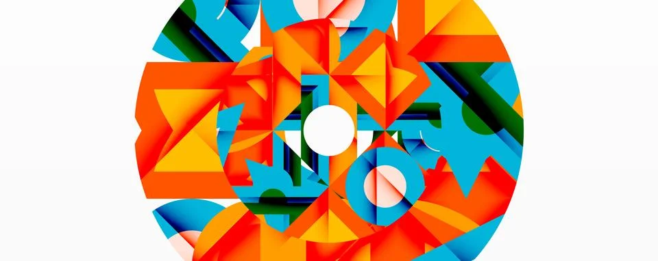 Abstract geometric artwork with interwoven angular and curved shapes, dynamic Stockillustratie