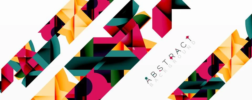 Abstract geometric artwork with interwoven angular and curved shapes, dynamic Stock Illustration