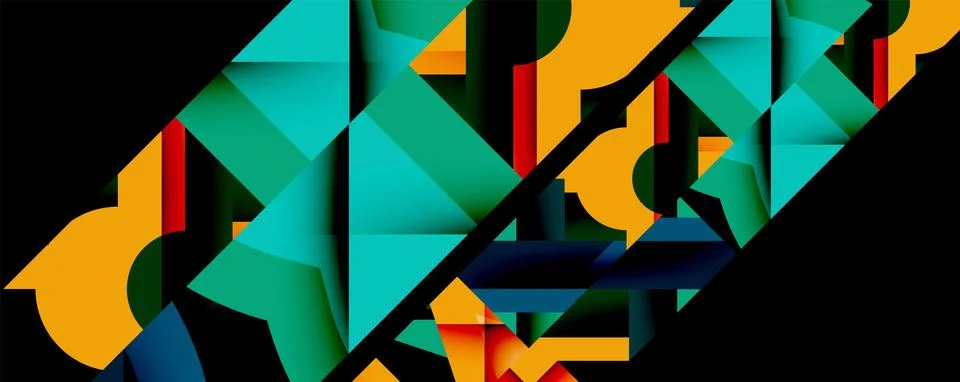 Abstract geometric artwork with interwoven angular and curved shapes, dynamic イラスト素材