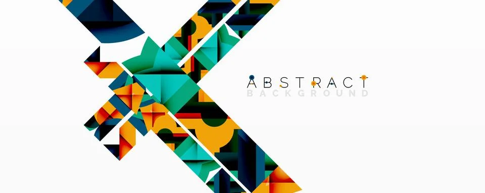 Abstract geometric artwork with interwoven angular and curved shapes, dynamic Stockillustratie